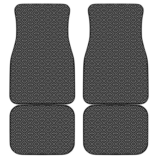 Hexagon Geometric Pattern Print Front and Back Car Floor Mats