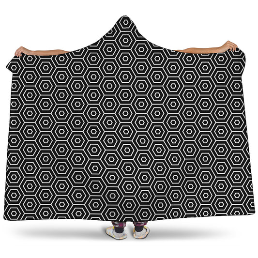 Hexagon Geometric Pattern Print Hooded Blanket