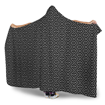 Hexagon Geometric Pattern Print Hooded Blanket