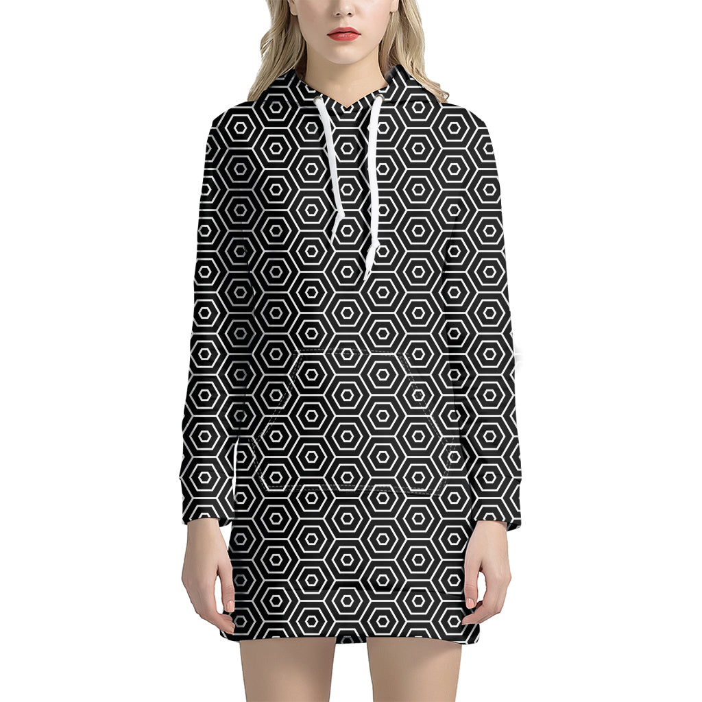 Hexagon Geometric Pattern Print Hoodie Dress