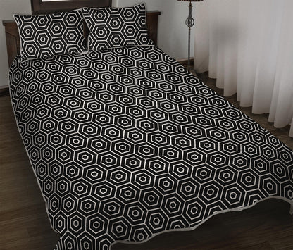 Hexagon Geometric Pattern Print Quilt Bed Set