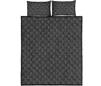 Hexagon Geometric Pattern Print Quilt Bed Set