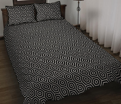 Hexagon Geometric Pattern Print Quilt Bed Set