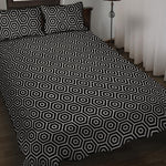 Hexagon Geometric Pattern Print Quilt Bed Set