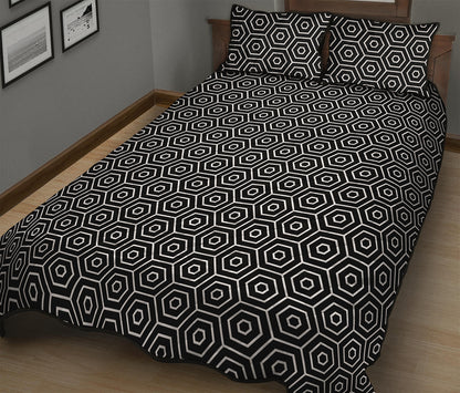 Hexagon Geometric Pattern Print Quilt Bed Set