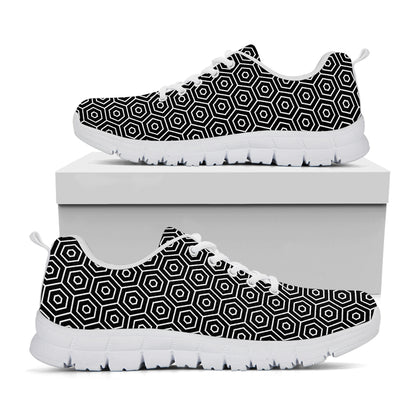 Hexagon Geometric Pattern Print White Sneakers