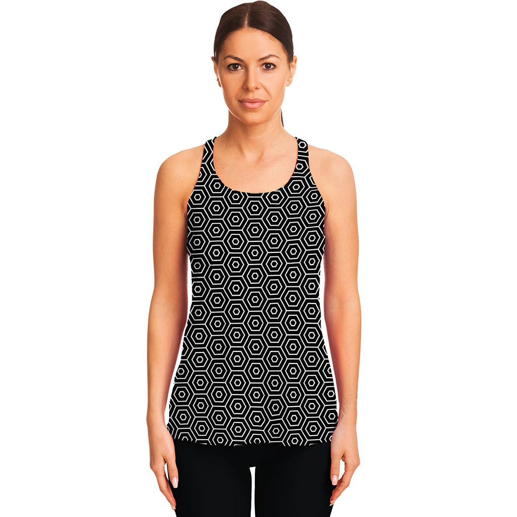 Hexagon Geometric Pattern Print Women's Racerback Tank Top