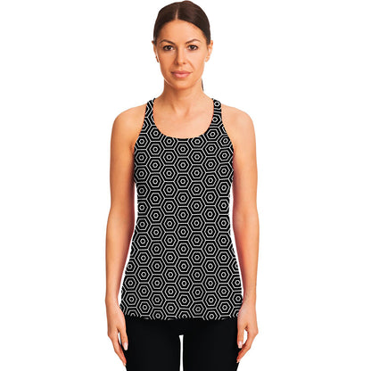 Hexagon Geometric Pattern Print Women's Racerback Tank Top