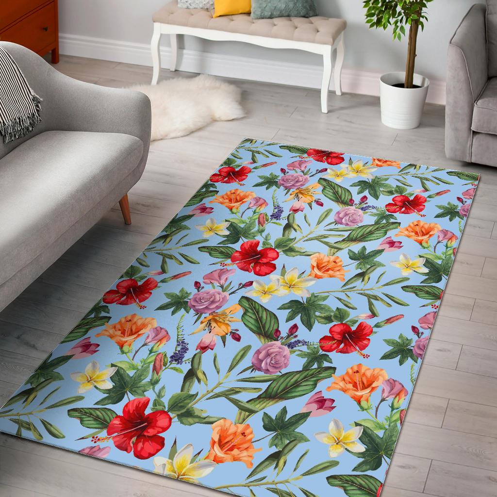 Hibiscus Flower Floral Pattern Print Area Rug GearFrost