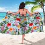 Hibiscus Flower Floral Pattern Print Beach Sarong Wrap