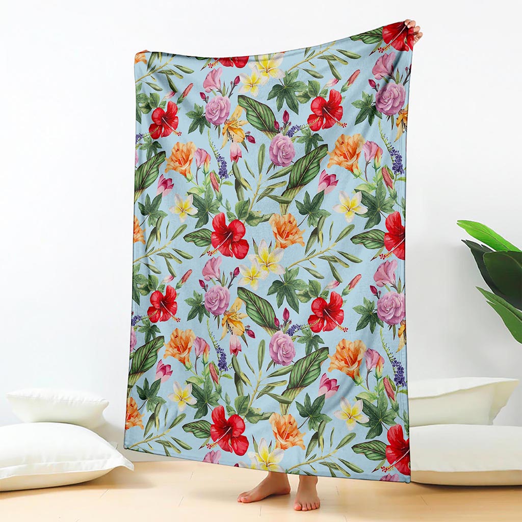 Hibiscus Flower Floral Pattern Print Blanket