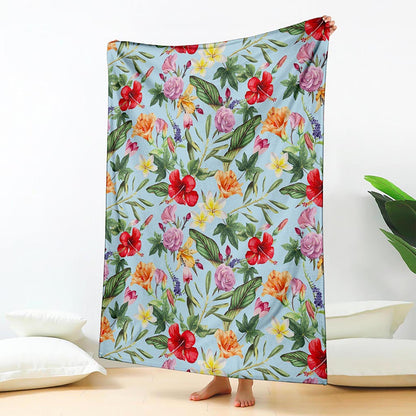 Hibiscus Flower Floral Pattern Print Blanket