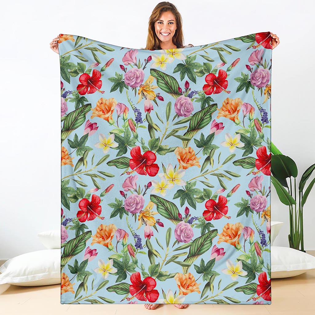 Hibiscus Flower Floral Pattern Print Blanket