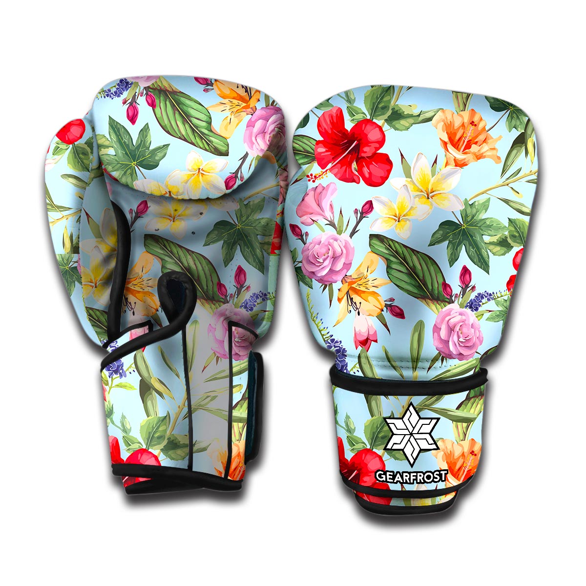 Hibiscus Flower Floral Pattern Print Boxing Gloves