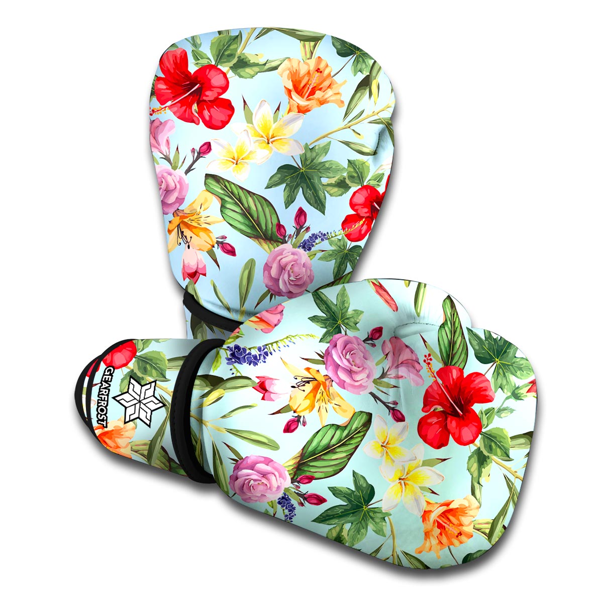 Hibiscus Flower Floral Pattern Print Boxing Gloves