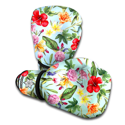 Hibiscus Flower Floral Pattern Print Boxing Gloves