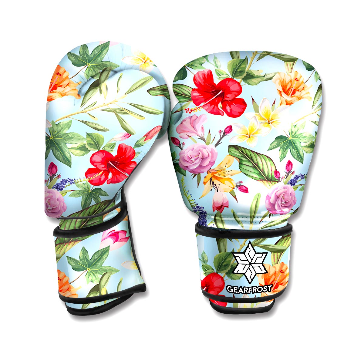 Hibiscus Flower Floral Pattern Print Boxing Gloves