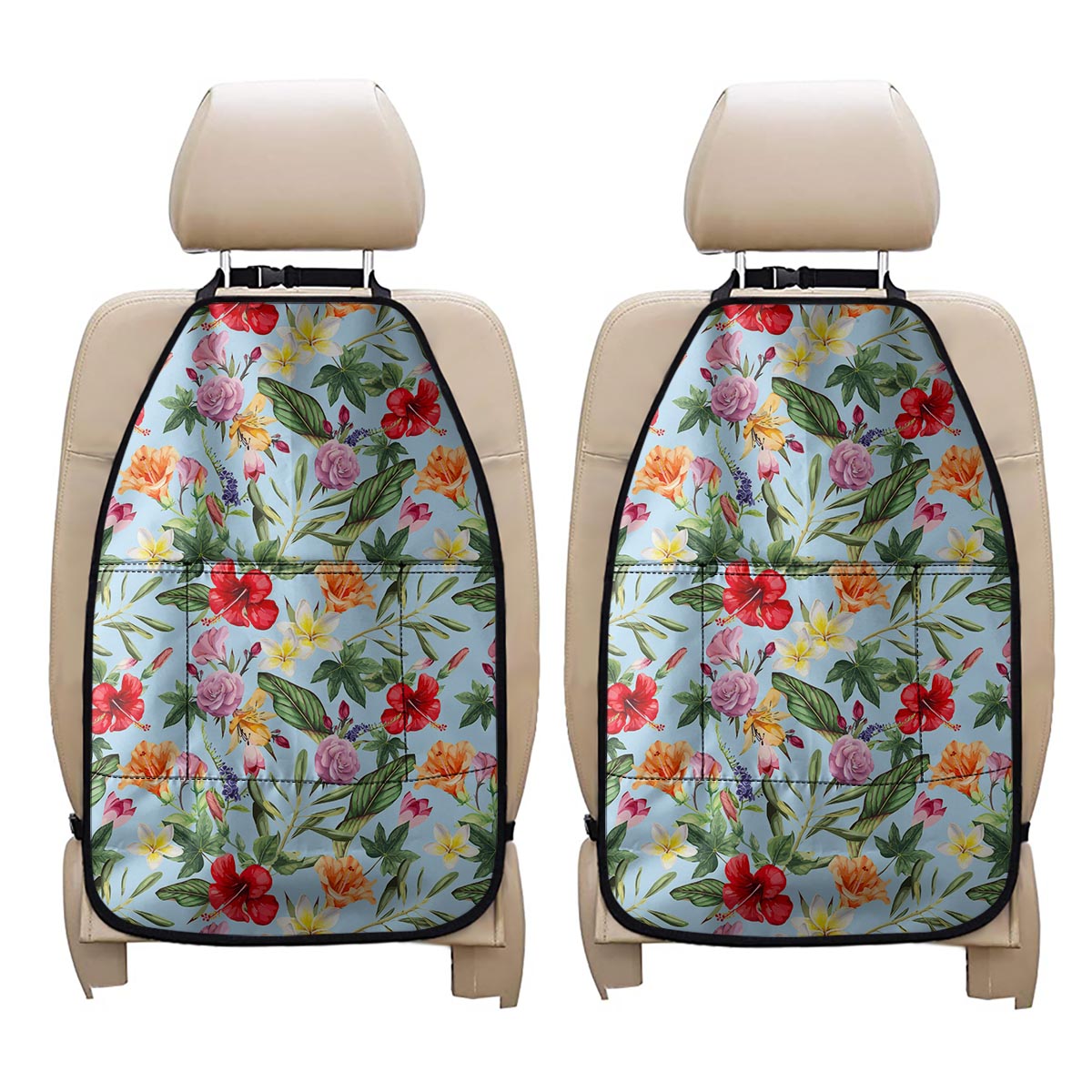 Hibiscus Flower Floral Pattern Print Car Seat Organizers
