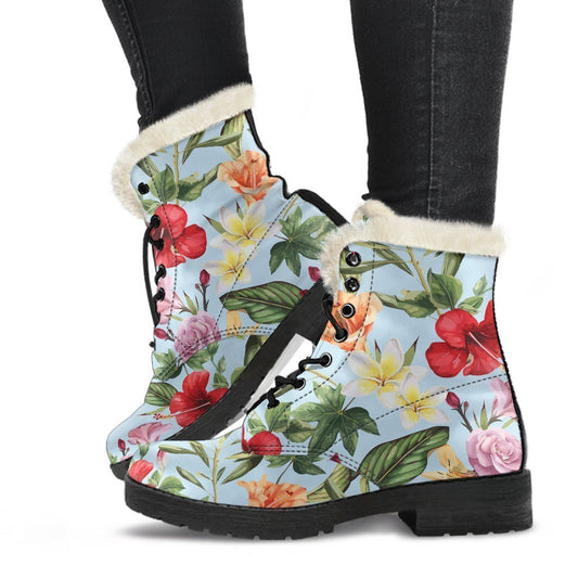 Hibiscus Flower Floral Pattern Print Comfy Boots GearFrost