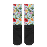 Hibiscus Flower Floral Pattern Print Crew Socks