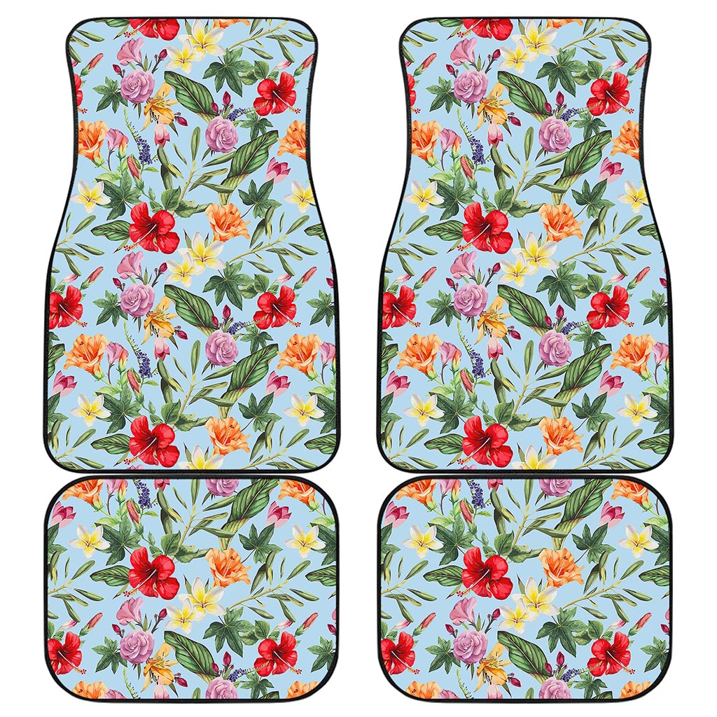 Hibiscus Flower Floral Pattern Print Front and Back Car Floor Mats