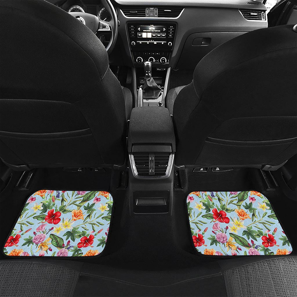 Hibiscus Flower Floral Pattern Print Front and Back Car Floor Mats