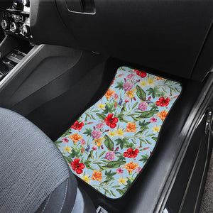 Hibiscus Flower Floral Pattern Print Front and Back Car Floor Mats