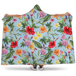Hibiscus Flower Floral Pattern Print Hooded Blanket