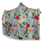 Hibiscus Flower Floral Pattern Print Hooded Blanket