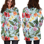 Hibiscus Flower Floral Pattern Print Hoodie Dress GearFrost