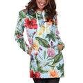Hibiscus Flower Floral Pattern Print Pullover Hoodie Dress