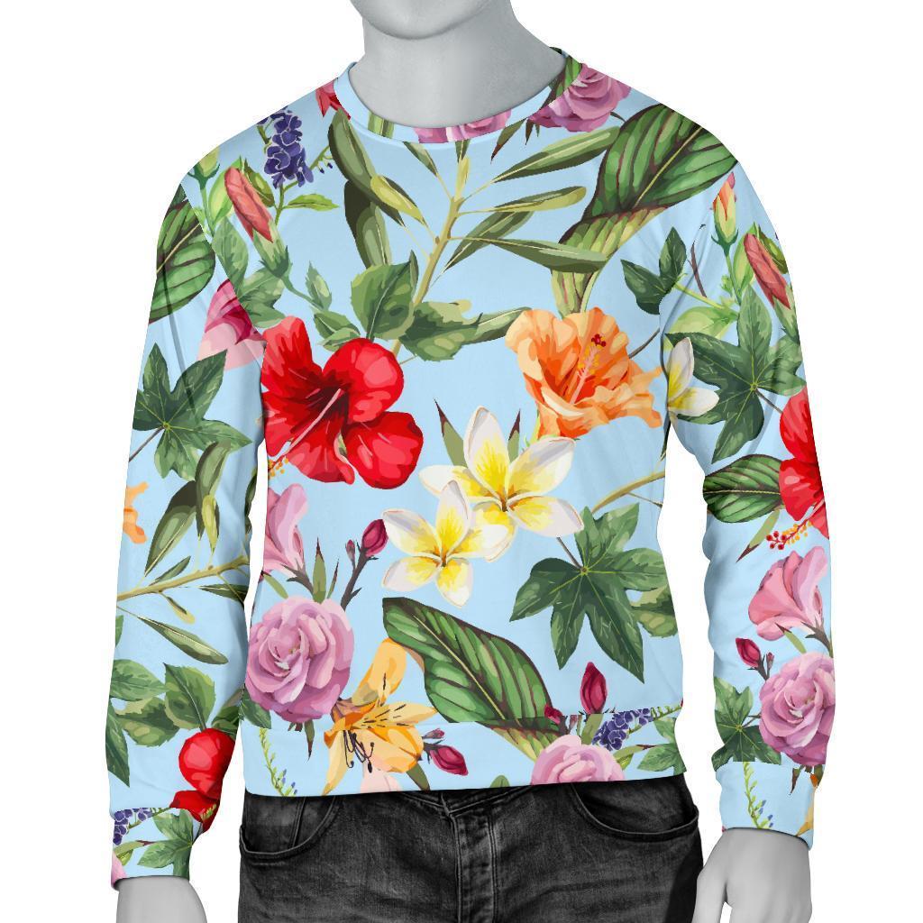 Hibiscus Flower Floral Pattern Print Men's Crewneck Sweatshirt GearFrost