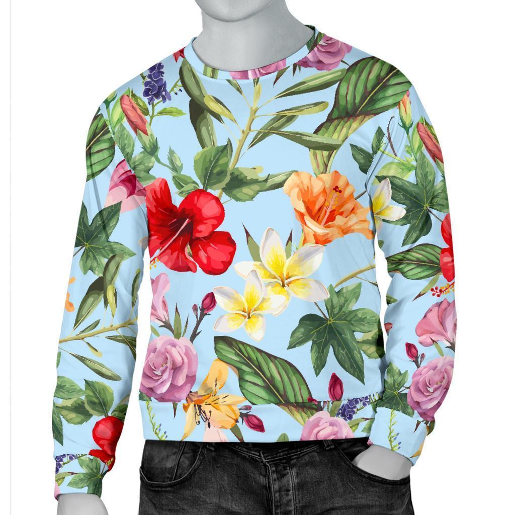 Hibiscus Flower Floral Pattern Print Men's Crewneck Sweatshirt GearFrost