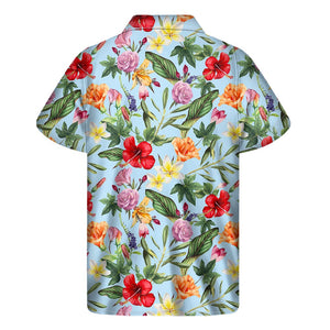 Hibiscus Flower Floral Pattern Print Men's Short Sleeve Shirt