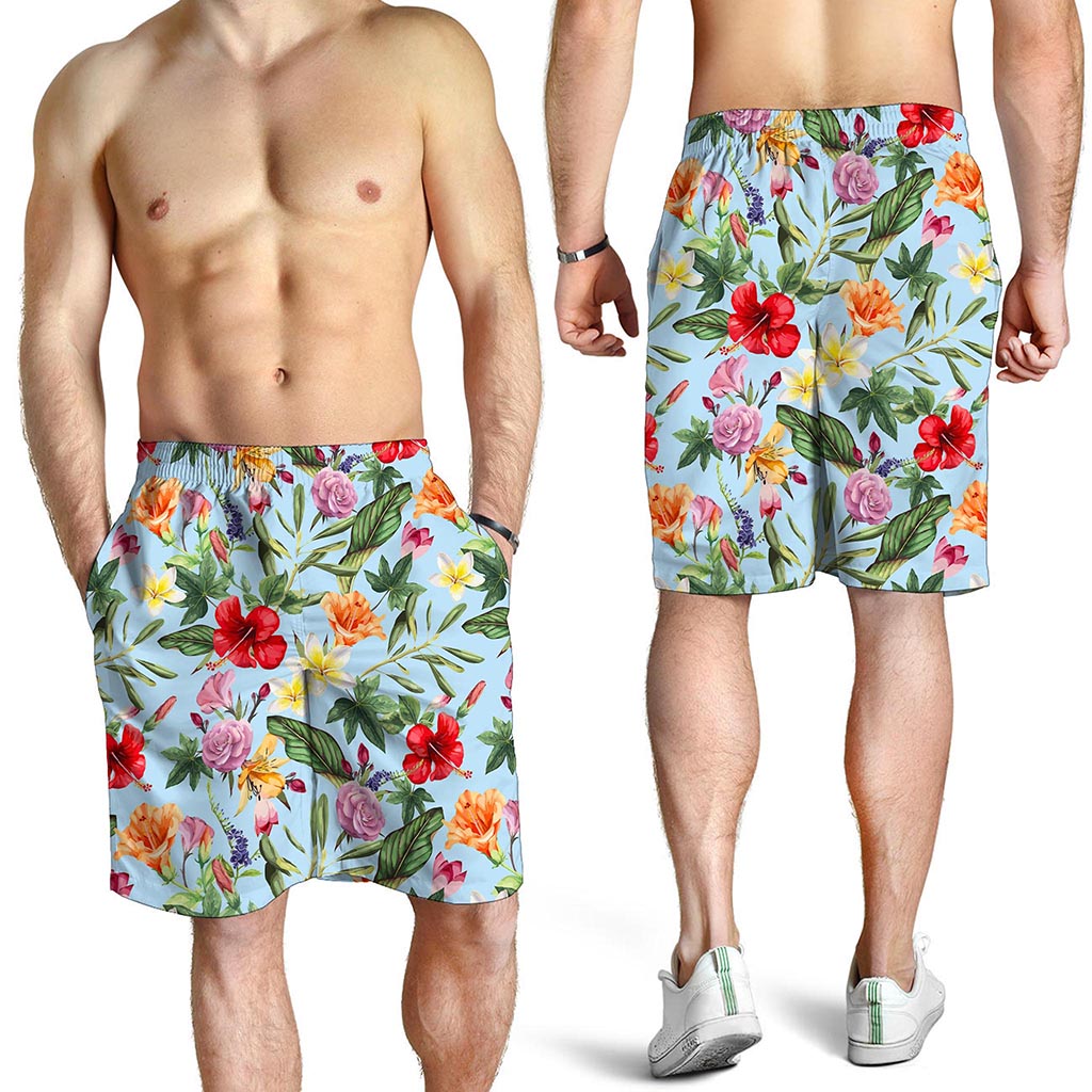 Hibiscus Flower Floral Pattern Print Men's Shorts