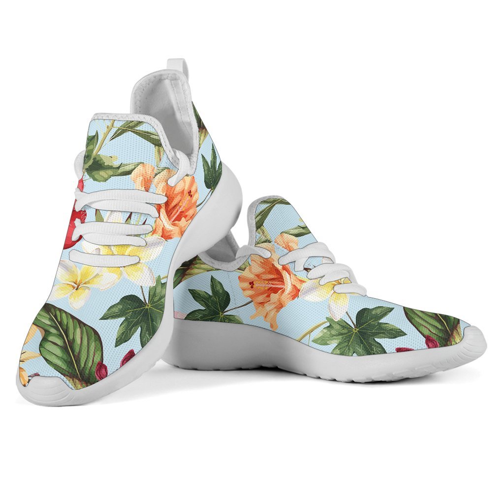 Hibiscus Flower Floral Pattern Print Mesh Knit Shoes GearFrost