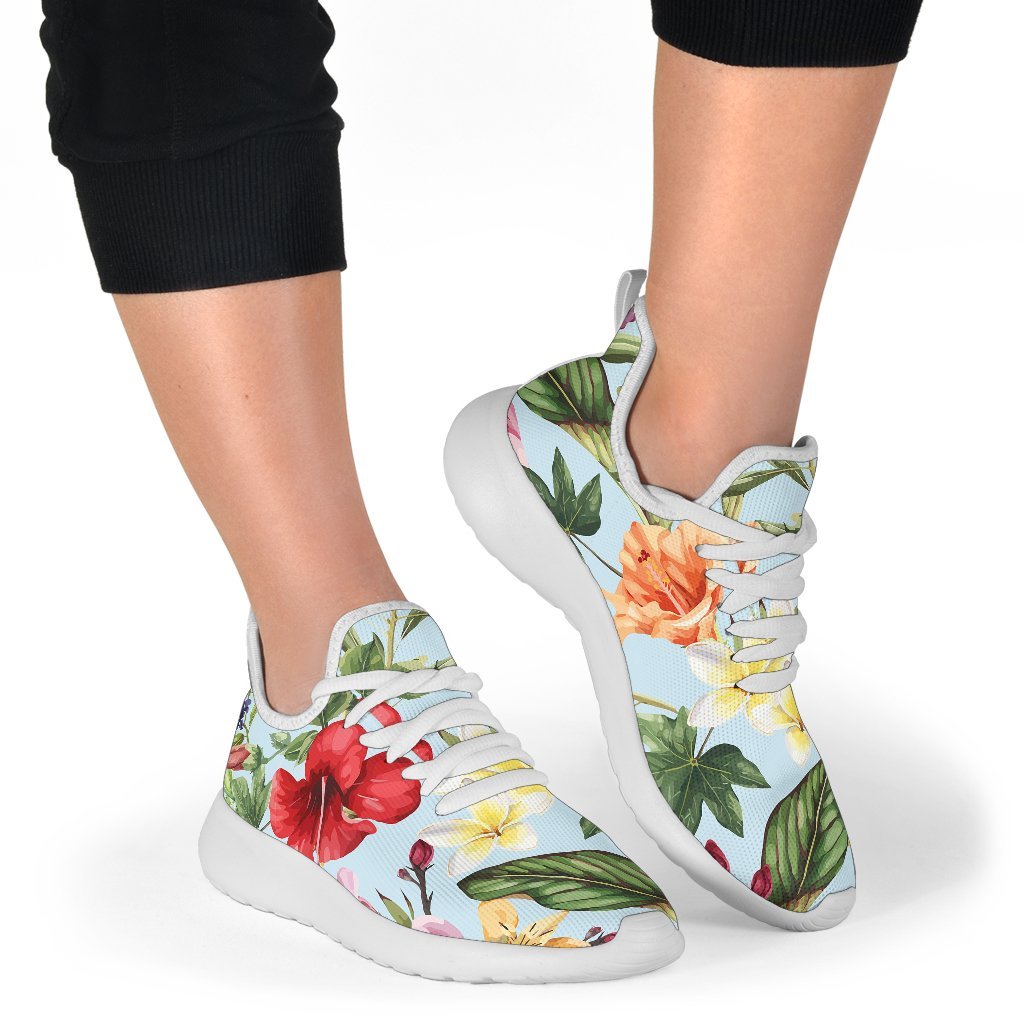 Hibiscus Flower Floral Pattern Print Mesh Knit Shoes GearFrost