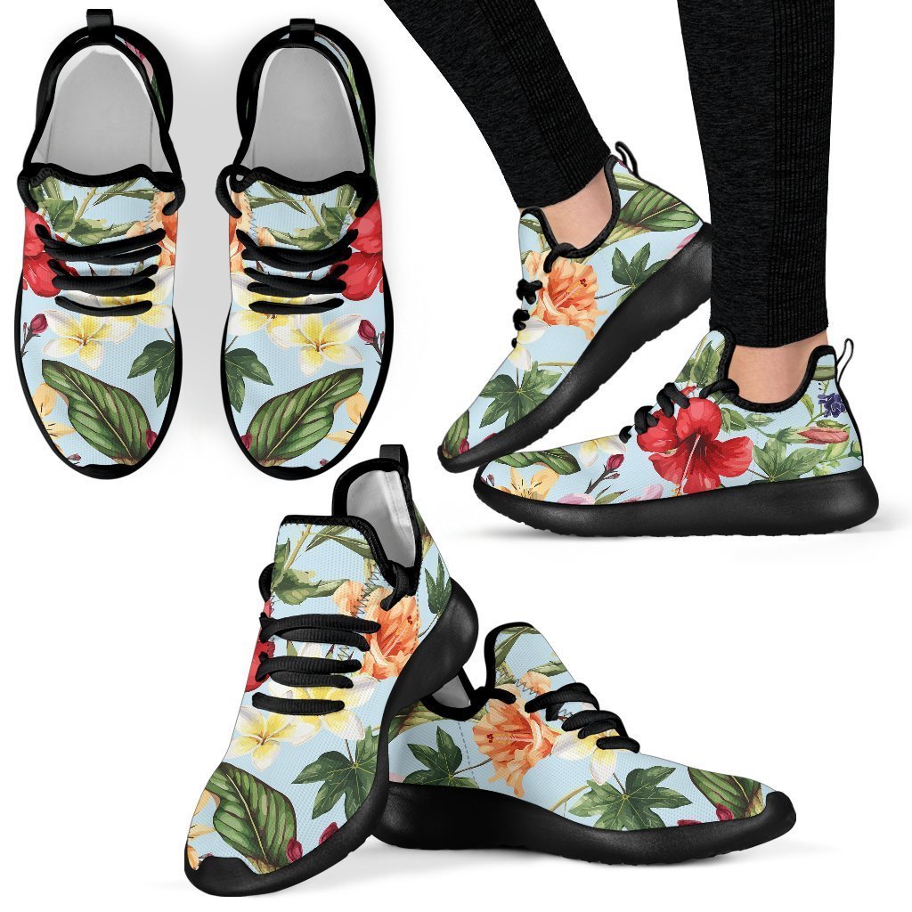 Hibiscus Flower Floral Pattern Print Mesh Knit Shoes GearFrost