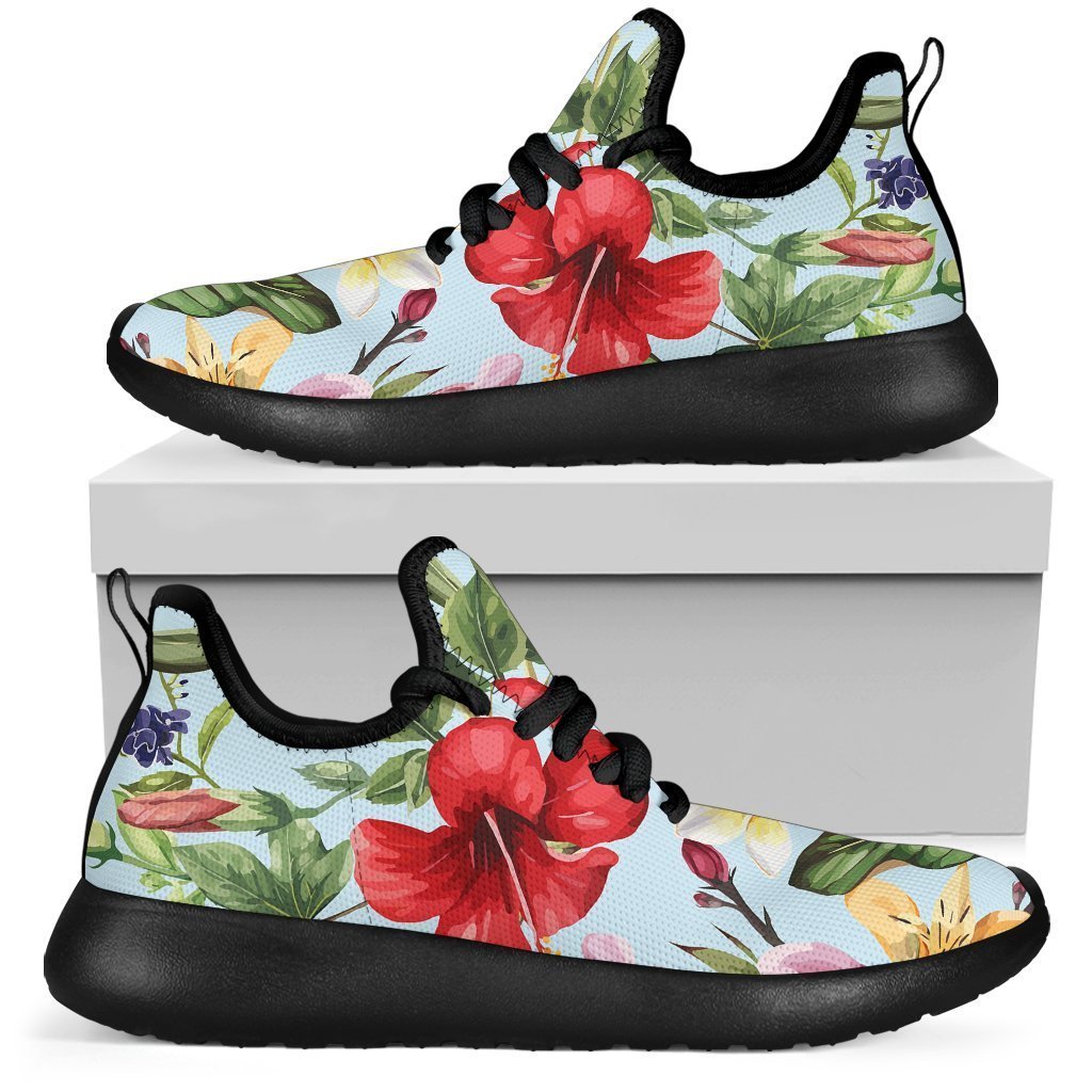 Hibiscus Flower Floral Pattern Print Mesh Knit Shoes GearFrost