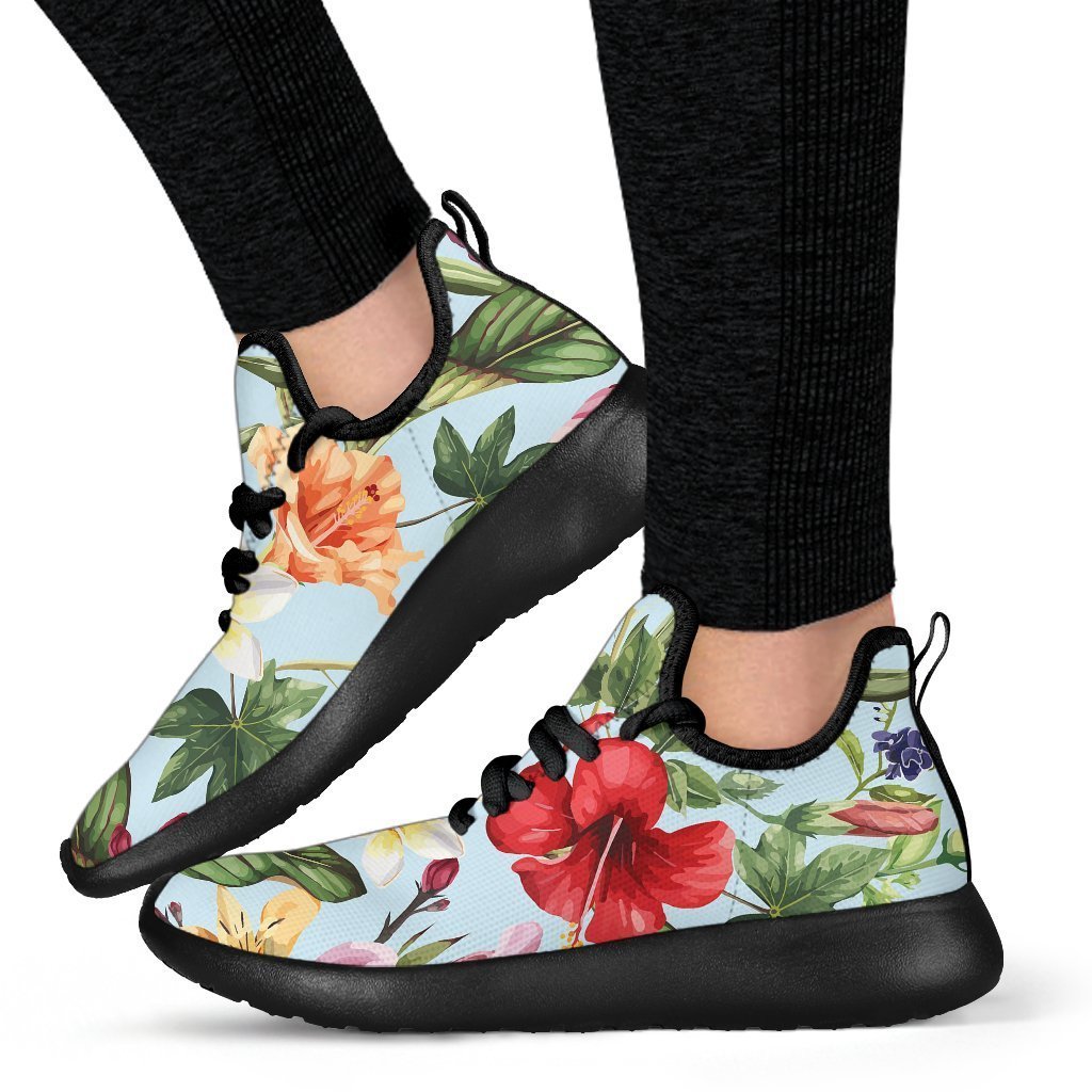 Hibiscus Flower Floral Pattern Print Mesh Knit Shoes GearFrost