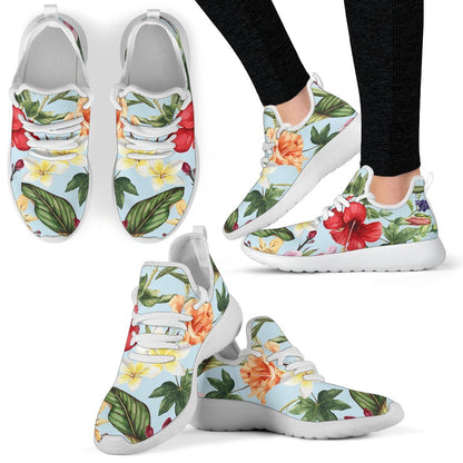 Hibiscus Flower Floral Pattern Print Mesh Knit Shoes GearFrost