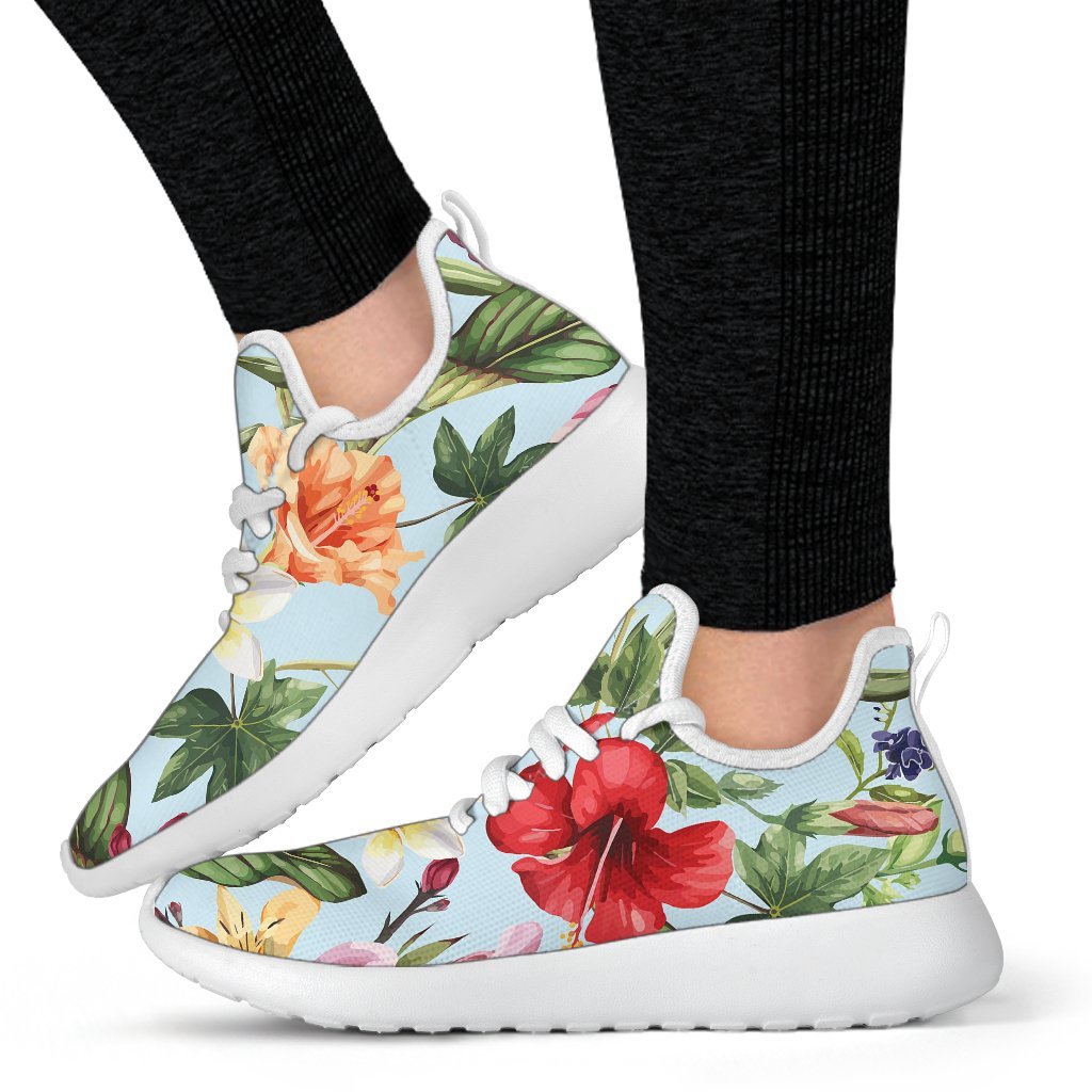 Hibiscus Flower Floral Pattern Print Mesh Knit Shoes GearFrost