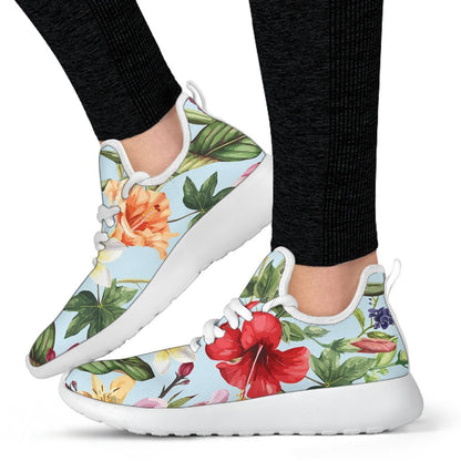 Hibiscus Flower Floral Pattern Print Mesh Knit Shoes GearFrost