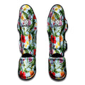 Hibiscus Flower Floral Pattern Print Muay Thai Shin Guards