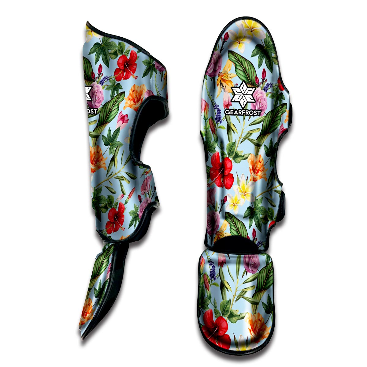 Hibiscus Flower Floral Pattern Print Muay Thai Shin Guard