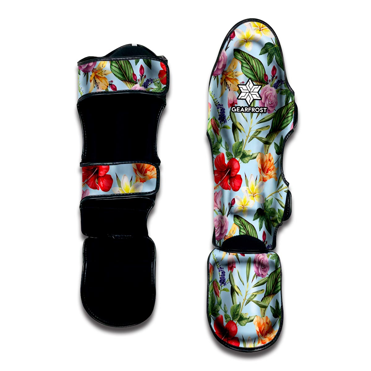 Hibiscus Flower Floral Pattern Print Muay Thai Shin Guard