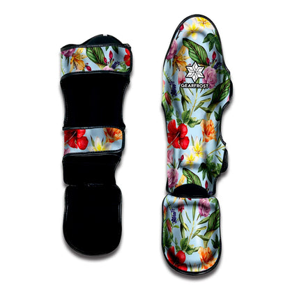 Hibiscus Flower Floral Pattern Print Muay Thai Shin Guard