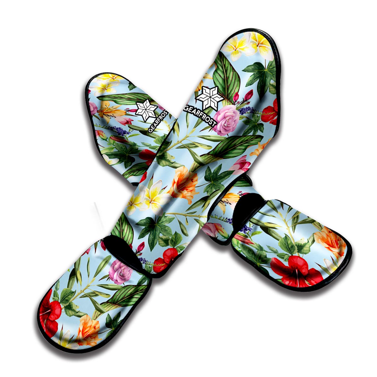 Hibiscus Flower Floral Pattern Print Muay Thai Shin Guard