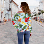 Hibiscus Flower Floral Pattern Print Off Shoulder Sweatshirt GearFrost