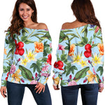 Hibiscus Flower Floral Pattern Print Off Shoulder Sweatshirt GearFrost